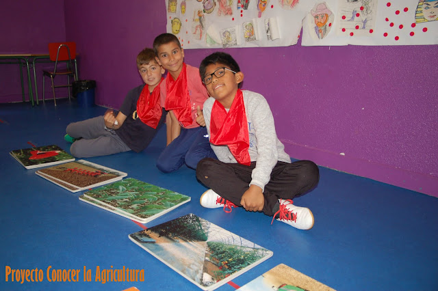 niños posando delate de tarjetas de memory gigantes